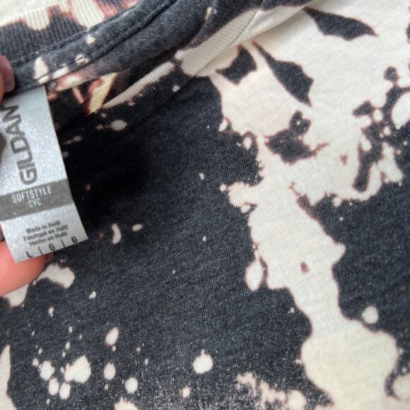 Holiday Dead Inside But Jolly AF Bleached Black Tee Large - Picture 3 of 6